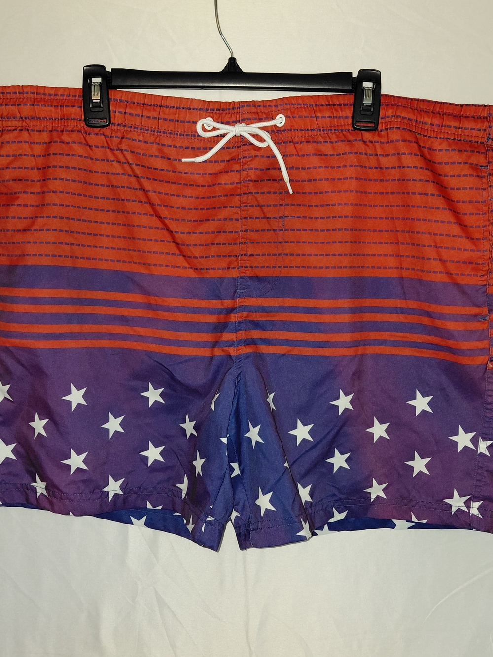 Men's Red and Purple Star-Print Swim Trunks with Drawstring #2291